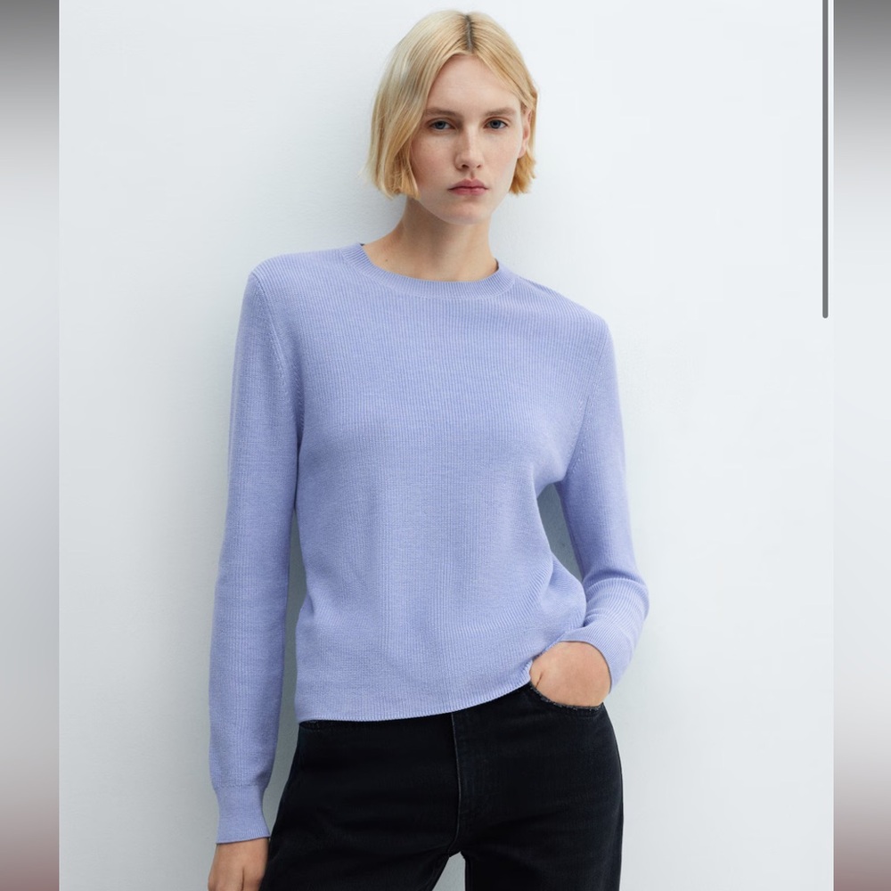 Mango Light Blue Crew Neck Sweater